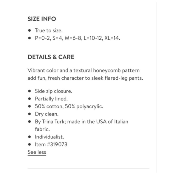 Trina Turk Perleen Rainbow Honeycomb Hippie Pant Size P(p 0-2) NWOT - Picture 13 of 13